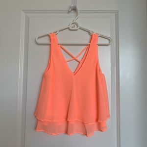 Lush double v neck coral tank top